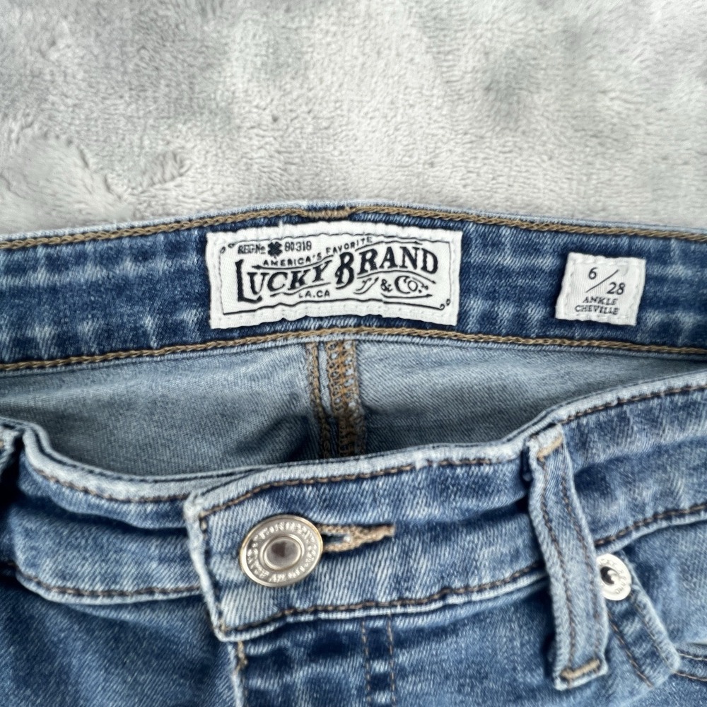 Lucky Brand Ava Skinny Jeans Women 28 Blue Mid Rise Stretch Raw Hem Denim - Picture 10 of 10